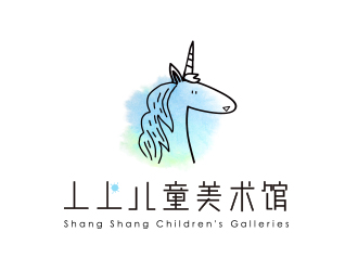 線條行動(dòng)物品牌logo－丄上兒童美術(shù)館logo設(shè)計(jì)